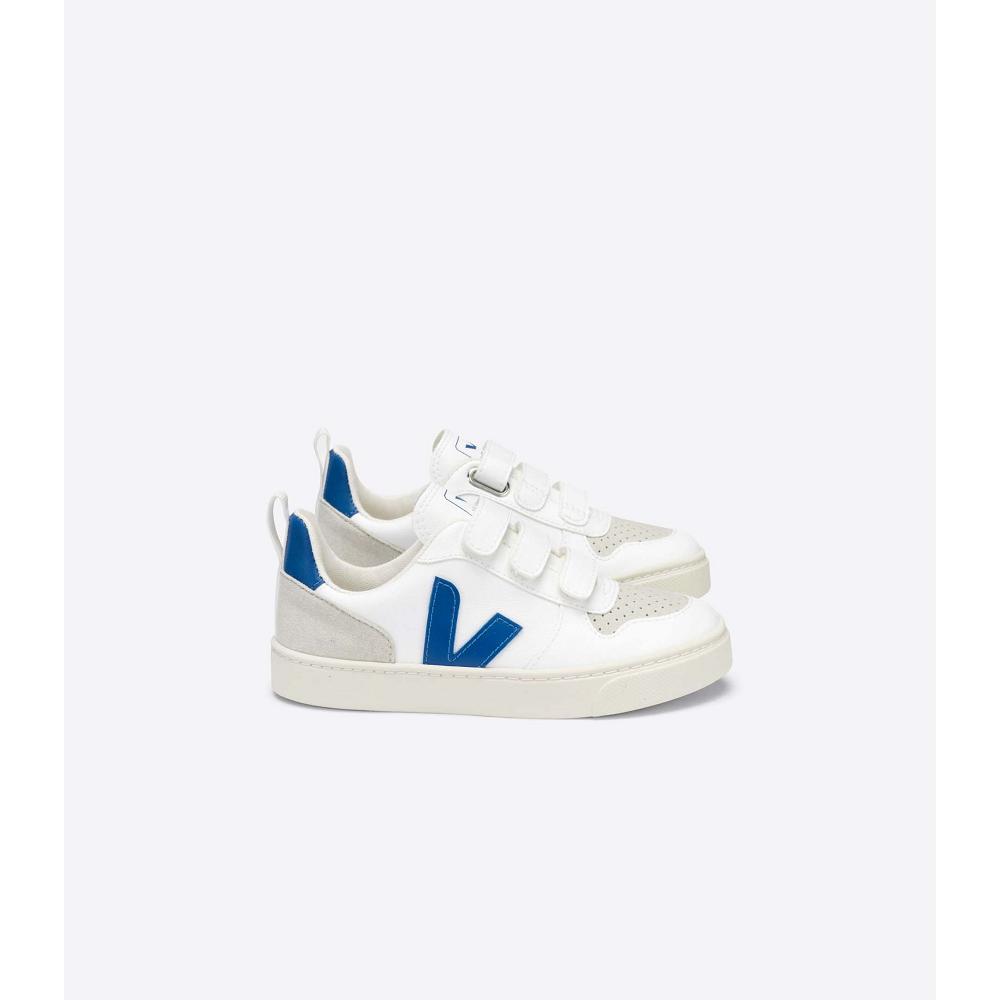 White/Blue Kids\' Veja V-10 CWL Sneakers | AU 855HAP